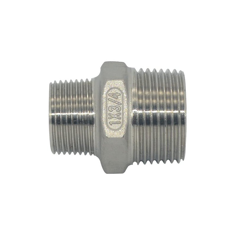 DAN SPEED 1" x 3/4" Male Hex Nipple Threaded Reducer Connector Pipe Fitting/Adapter,Stainless Steel 304 NPT - Image 1